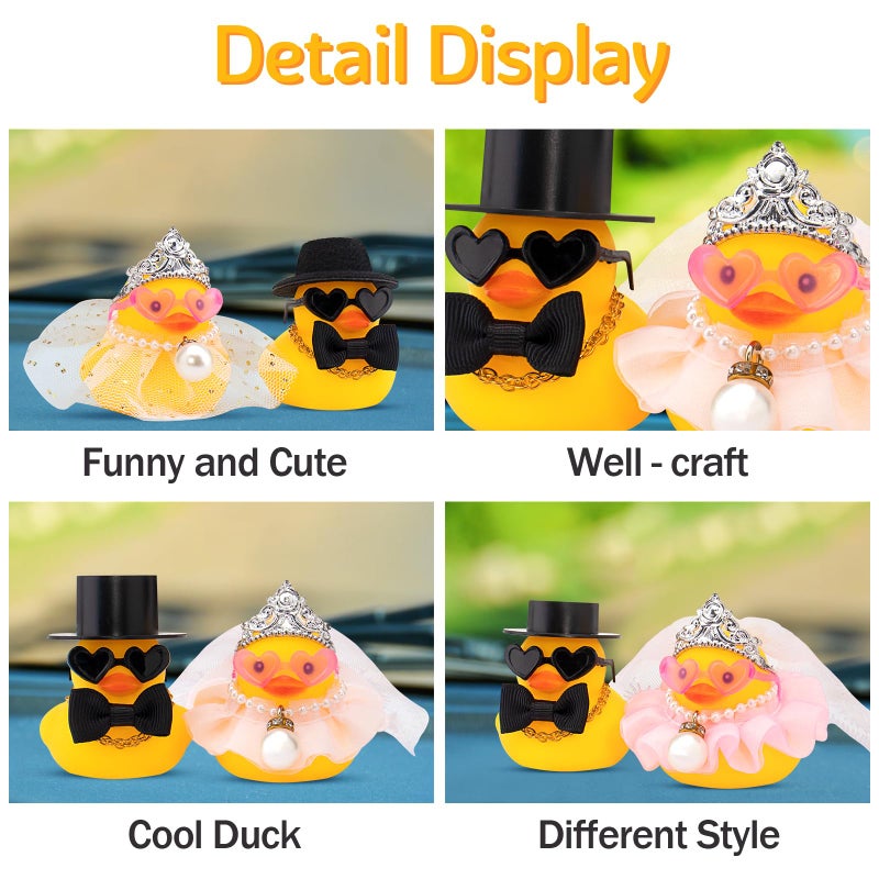 wonuu Pair Set of 2 Wedding Rubber Ducks  Bride Groom Duckies Marriage Rubber Duck Mini Couple Ducky for Ceremony Gift Souvenir Marry Blessings Elegant Heartwarming Present  White - Image 5